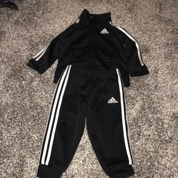 adidas Other - Adidas Outfit Baby Size 9 Months Black & White Zip Up & Pants